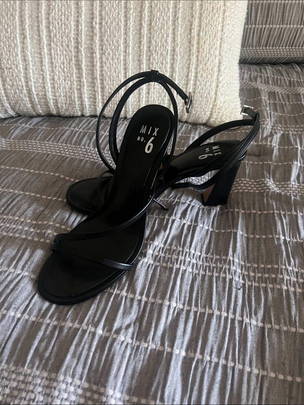 Mix No. 6 Black Strappy Slingback Block Heels